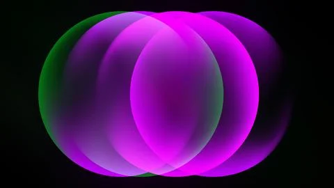 Abstract composition featuring overlapping glowing orbs. Vivid magenta, green Stock Illustration