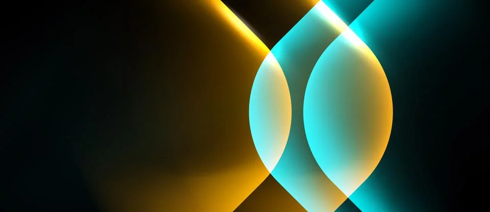 Abstract composition featuring overlapping luminous circles. Warm golden hues Stock Illustration
