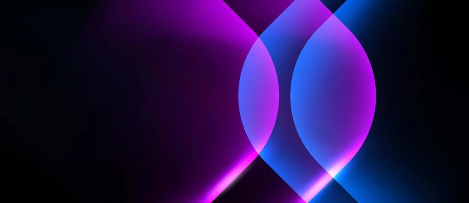 Abstract composition featuring overlapping luminous circles. Vivid magenta,.. Stock Illustration