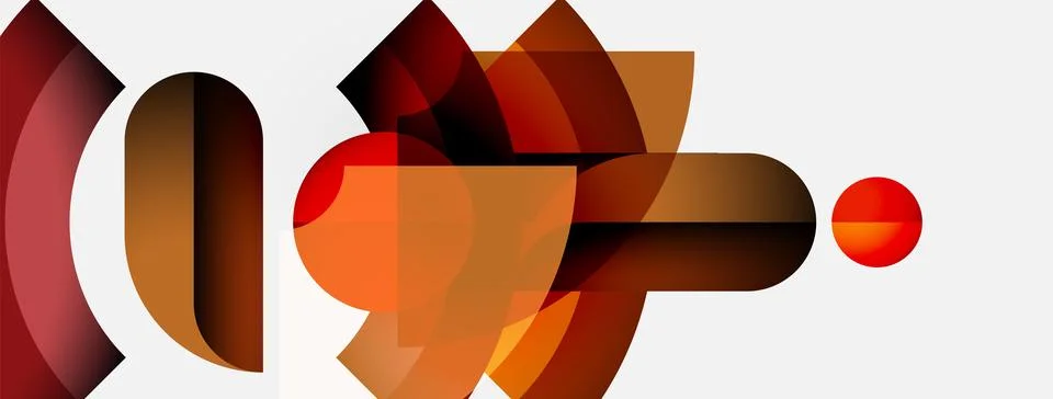 Abstract composition featuring overlapping orange shapes. Forms suggest curves, Stock Illustration