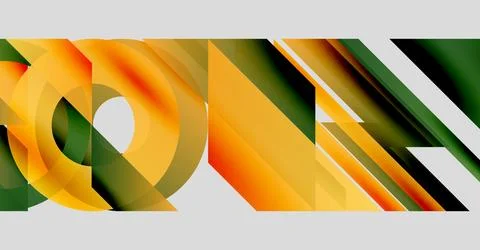 Abstract composition featuring overlapping orange, green shapes. Dynamic lines 스톡 일러스트