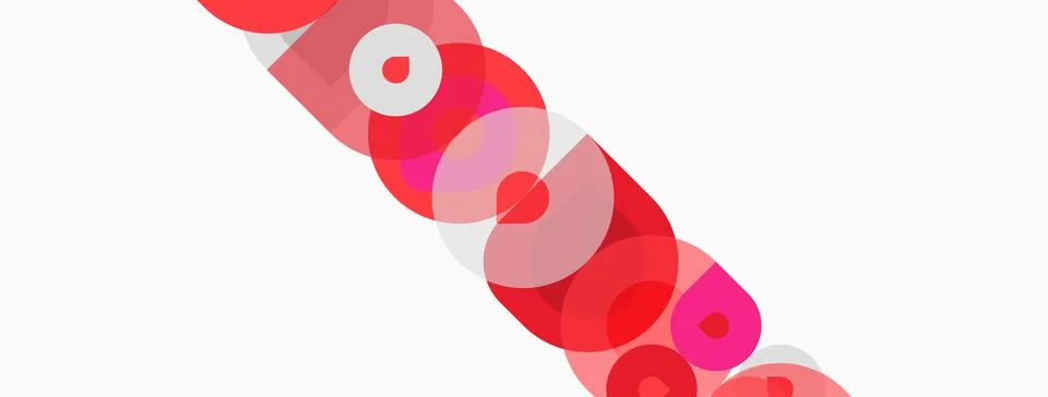 Abstract composition featuring overlapping pink circles. Gradient shades crea Stock Illustration
