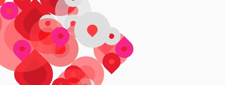 Abstract composition featuring overlapping pink, red, white circles. Minimali Stock Illustration