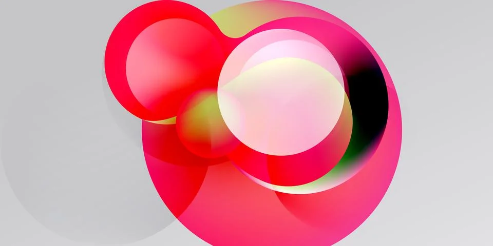 Abstract composition featuring overlapping pink circles. Gradient hues create Stock Illustration
