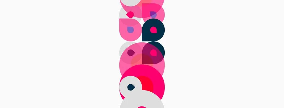 Abstract composition featuring overlapping pink, white, purple circles. イラスト素材