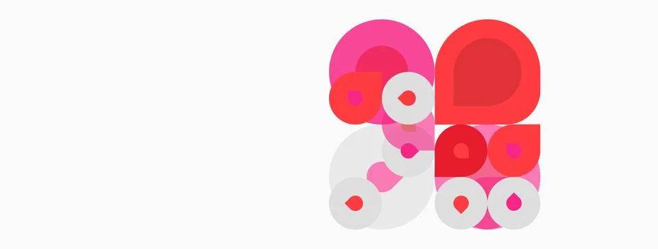 Abstract composition featuring overlapping pink, red, white circles. Minimali Stock Illustration