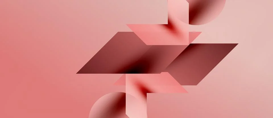 Abstract composition featuring overlapping pink shapes. Soft gradients create Stock Illustration