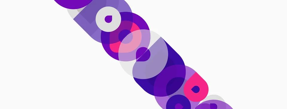 Abstract composition featuring overlapping purple circles. Gradient shades Stock Illustration