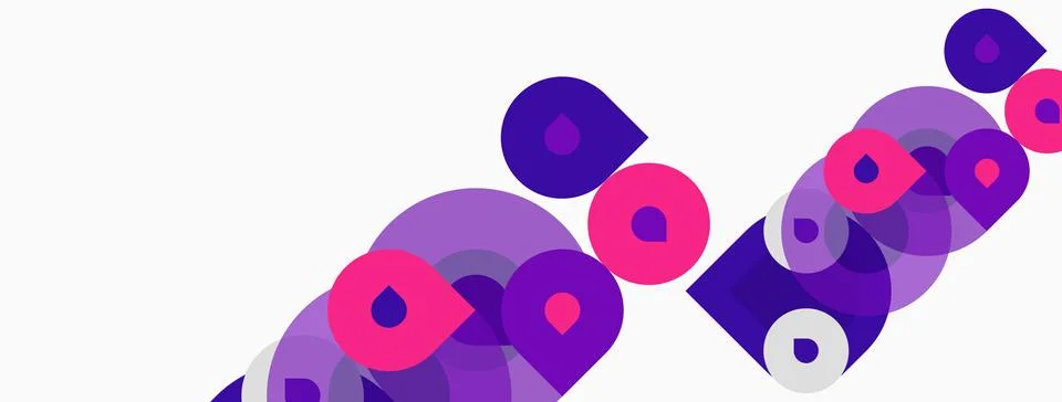 Abstract composition featuring overlapping purple circles. Gradient shades Stock Illustration