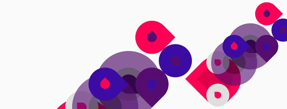 Abstract composition featuring overlapping purple circles. Gradient shades Stock Illustration
