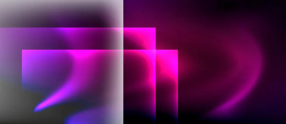 Abstract composition featuring overlapping rectangles, vibrant pinks, purples, Stockillustratie