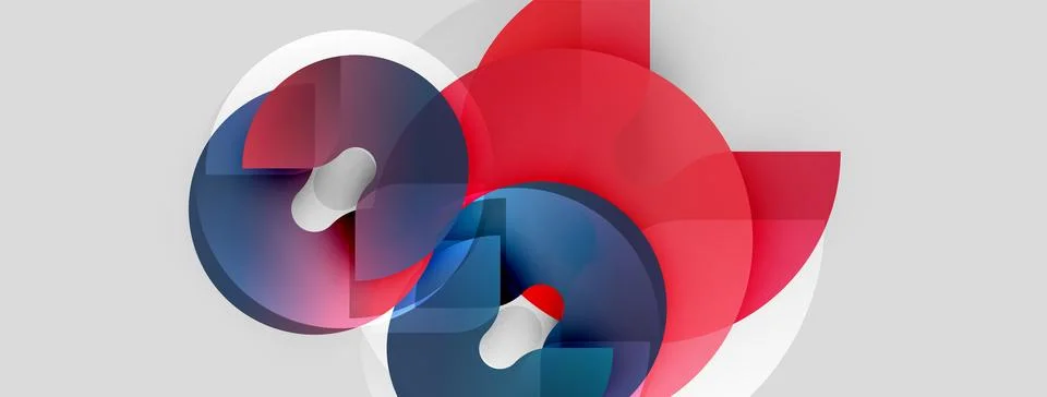 Abstract composition featuring overlapping red, blue shapes. White accents 스톡 일러스트