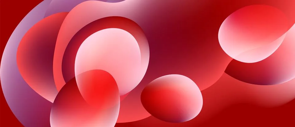 Abstract composition featuring overlapping red spheres. Soft gradients create Stock Illustration