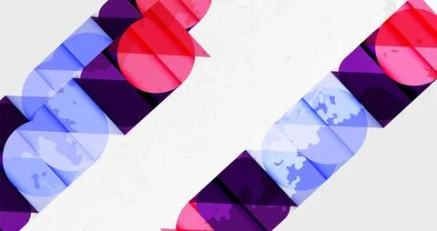 Abstract composition featuring overlapping rounded rectangles. Colors include Stock Illustration