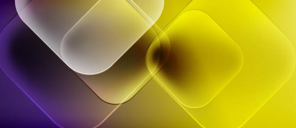 Abstract composition featuring overlapping rounded squares. Colors include イラスト素材