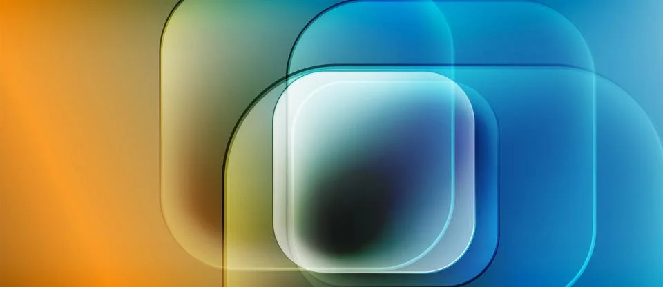 Abstract composition featuring overlapping rounded squares. Colors blendorange, Stock Illustration