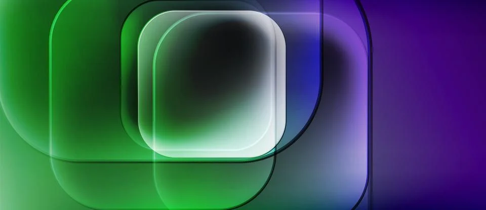 Abstract composition featuring overlapping rounded squares. Gradient colors Stock Illustration