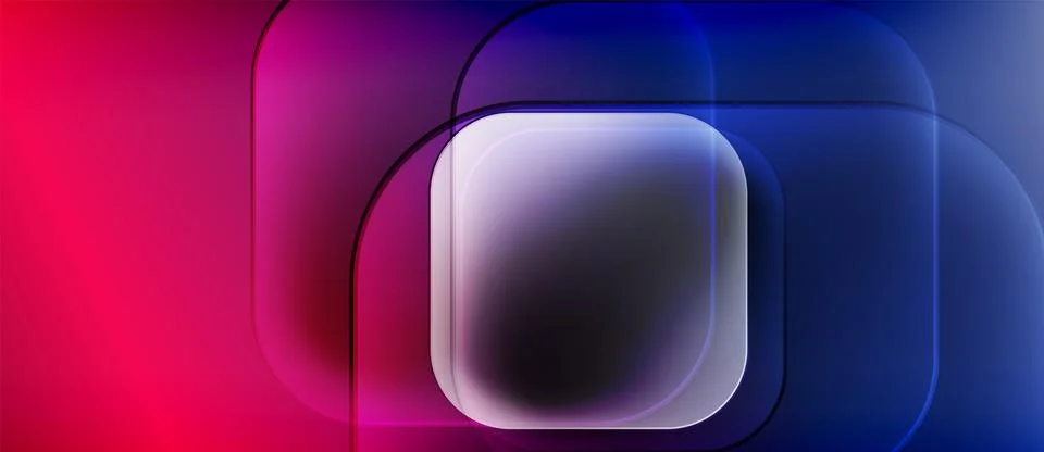 Abstract composition featuring overlapping rounded rectangles. Colors transition 库存插图