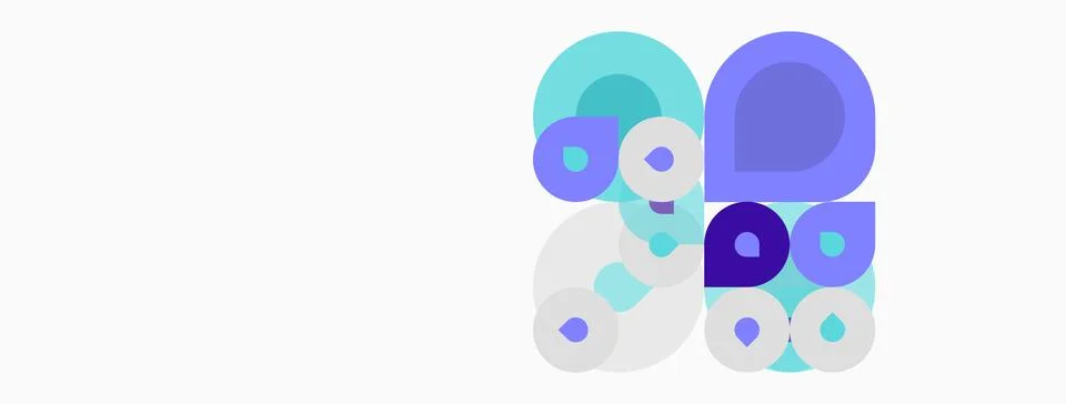 Abstract composition featuring overlapping rounded shapes. Colors include s.. Illustrazione stock