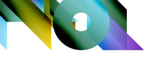 Abstract composition featuring overlapping shapes, vibrant colors, gradients. Illustrazione stock