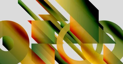 Abstract composition featuring overlapping shapes, gradients. Colors include Illustrazione stock