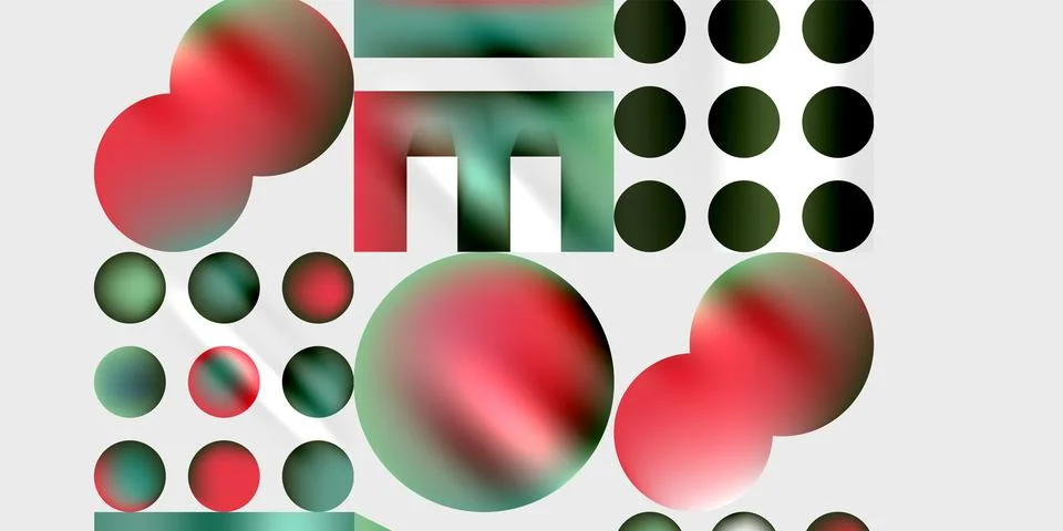 Abstract composition featuring overlapping spheres, rectangles, plus various Stockillustratie