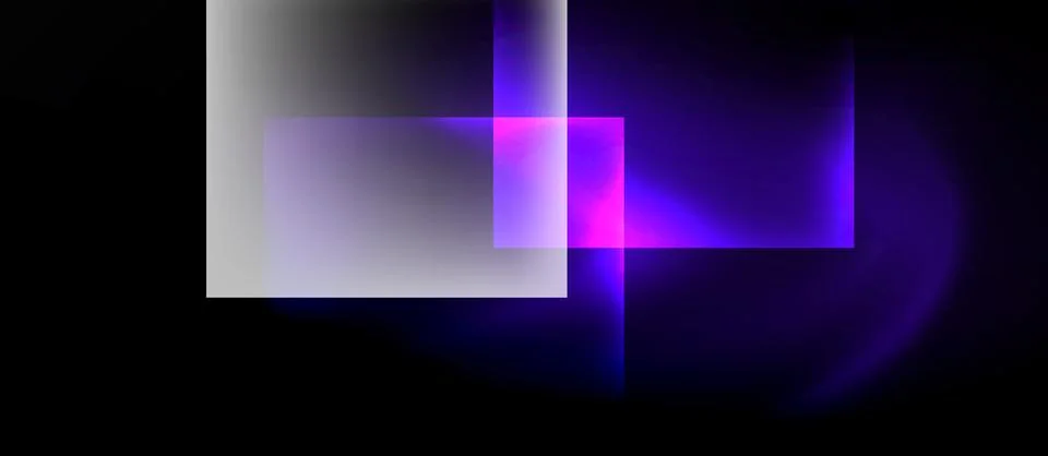 Abstract composition featuring overlapping squares. Colors include white, pink, Stock Illustration