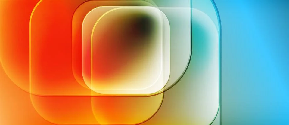 Abstract composition featuring overlapping squares. Warm orange transitions into 库存插图