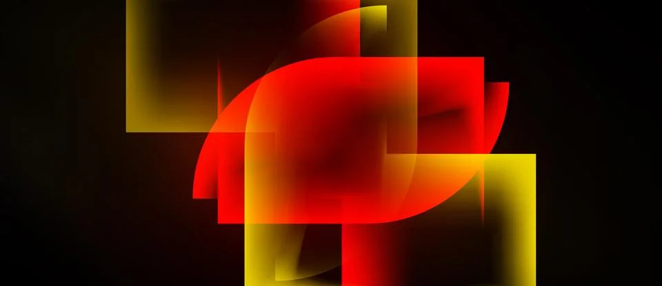 Abstract composition featuring overlapping squares, rectangles. Warm colors 库存插图
