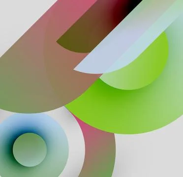 Abstract composition featuring overlapping translucent circles, rectangles. Soft 스톡 일러스트