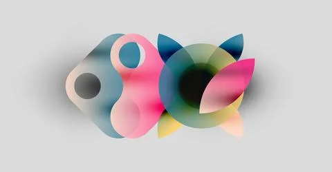 Abstract composition featuring overlapping translucent circles. Colors include 스톡 일러스트