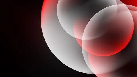 Abstract composition featuring overlapping translucent circles. Red, white hu Stock Illustration