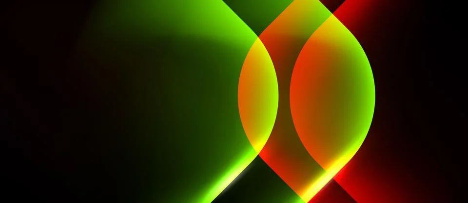 Abstract composition featuring overlapping vibrant circles. Green, yellow, re Stock Illustration