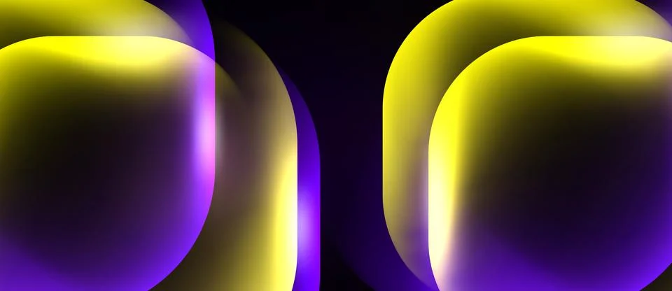 Abstract composition featuring overlapping yellow, purple shapes. Smooth Stock Illustration