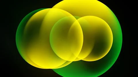 Abstract composition featuring overlapping yellow, green spheres. Soft grad.. Stock Illustration