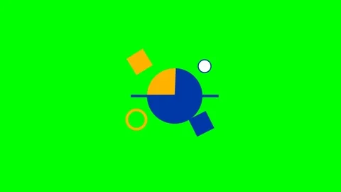 Abstract composition featuring a pie chart and geometric shapes on green Stock Footage 340902811