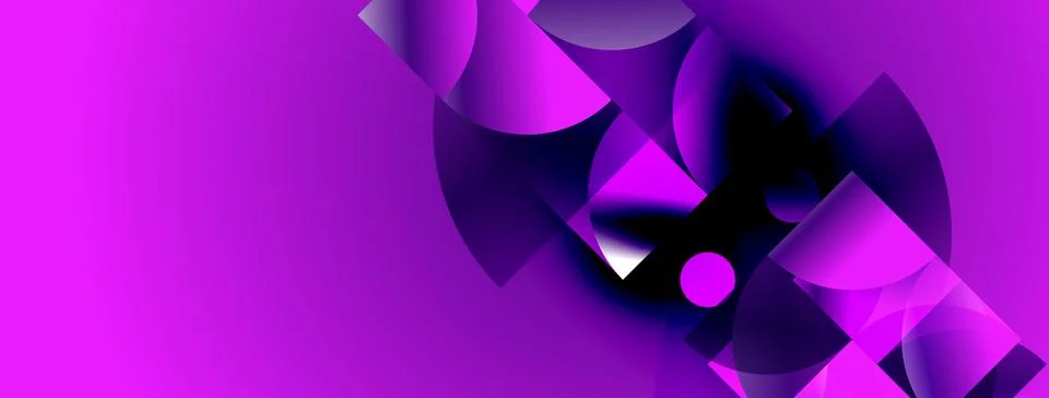 Abstract composition featuring purple shades, geometric shapes, circles, cu.. Stockillustratie