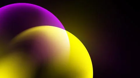Abstract composition featuring purple, yellow gradients. Overlapping circles Stock Illustration