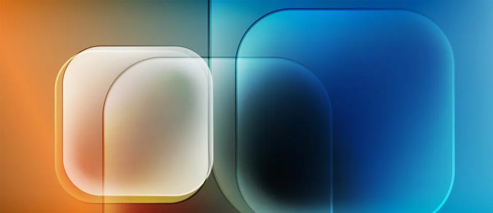 Abstract composition featuring rounded rectangles, gradients. Warm orange blends 스톡 일러스트