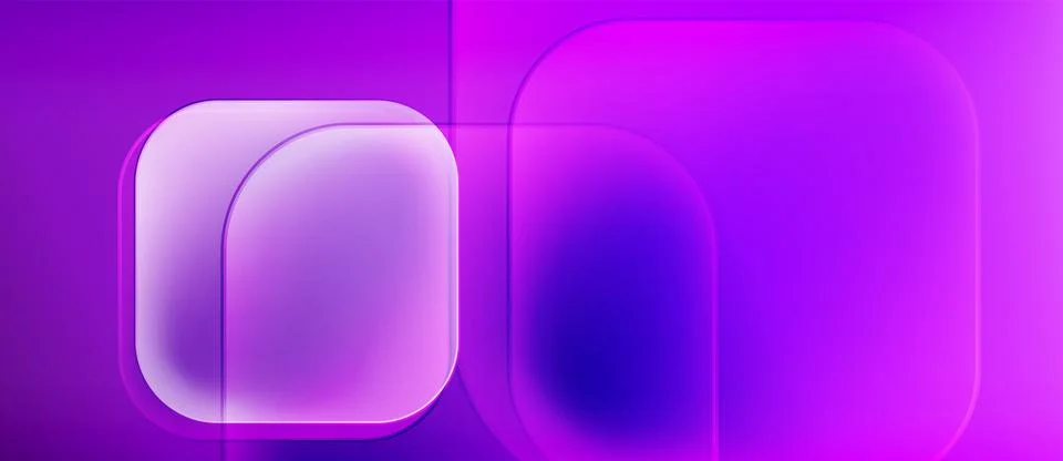 Abstract composition featuring rounded rectangles, vibrant purple hues, soft Stock Illustration