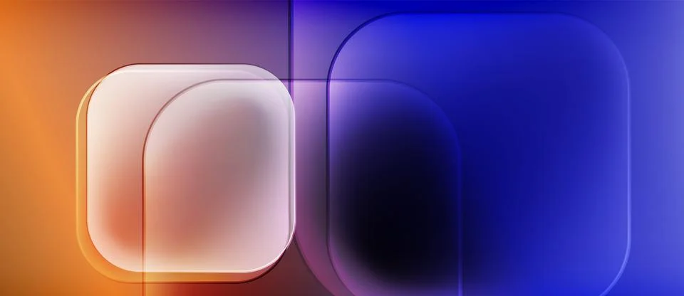Abstract composition featuring rounded rectangles, orangeblue gradient. Soft Stock Illustration