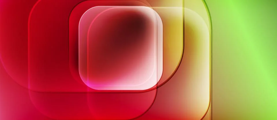 Abstract composition featuring rounded squares, vibrant redgreen gradient. Soft Stock Illustration
