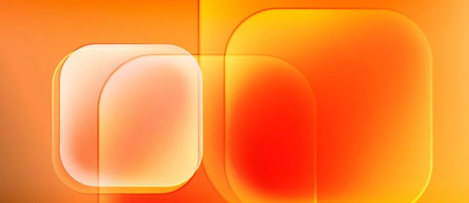 Abstract composition featuring rounded squares, vibrant orange hues, layered イラスト素材