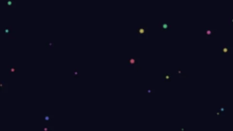 Abstract composition featuring scattered colorful glowing dots on black Video stock 335117601