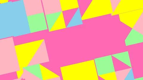 Abstract composition featuring scattered pastel and bright geometric shapes i Ilustración de archivo