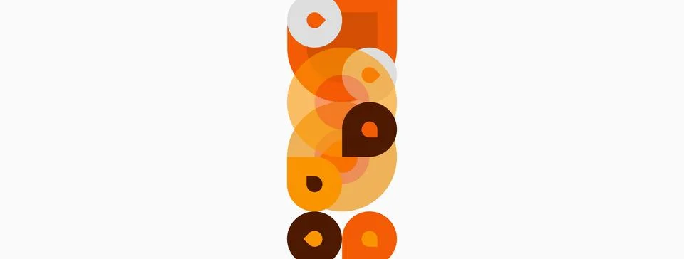 Abstract composition featuring stacked circles. Warm tones dominate design, Stock Illustration