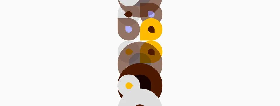 Abstract composition featuring stacked circles. Various brown, beige, yellow Stock Illustration