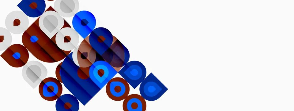 Abstract composition featuring stacked squares, circles, rectangles. Colors Stock Illustration