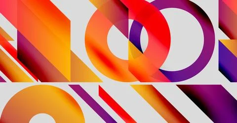 Abstract composition featuring vibrant circles, lines. Gradient colors blend, 스톡 일러스트
