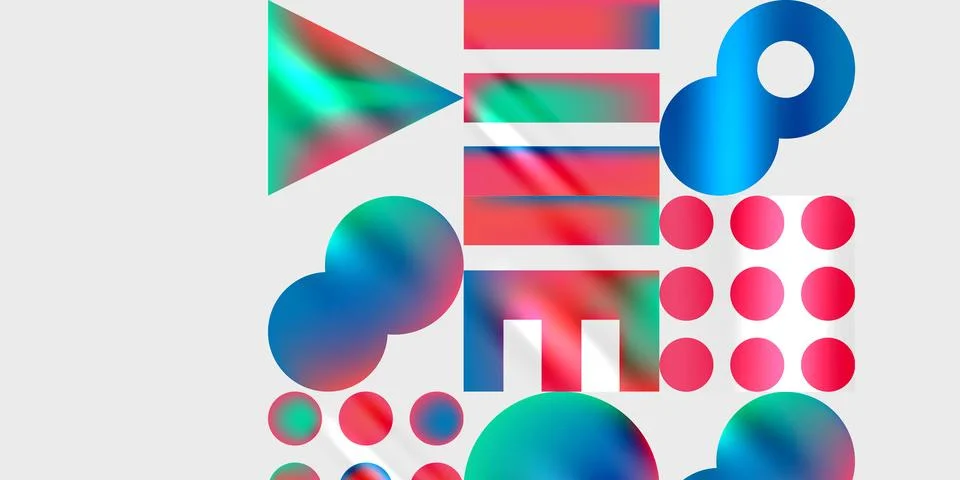 Abstract composition featuring vibrant geometric shapes. Gradient colors blend 스톡 일러스트